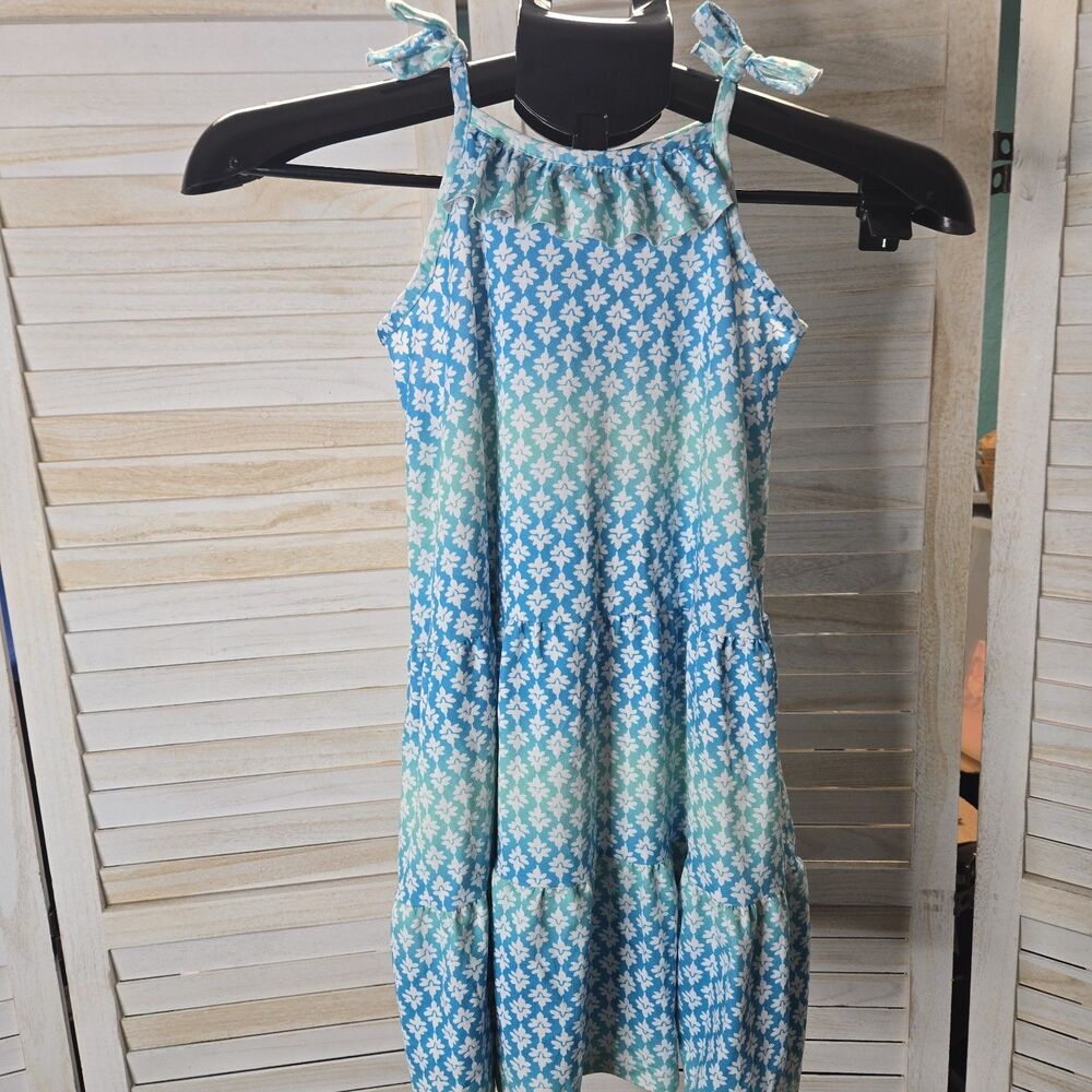 Tommy Bahama Girls Dress Size 6 Tiered Halter Multicolor Ombre Geometric Print